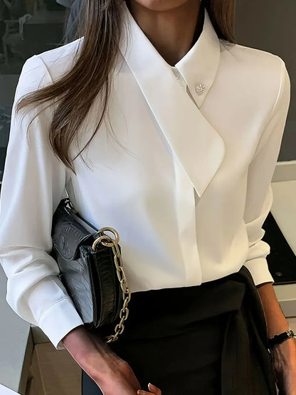 Reamina - Luxueuse blouse femme avec col asymétrique