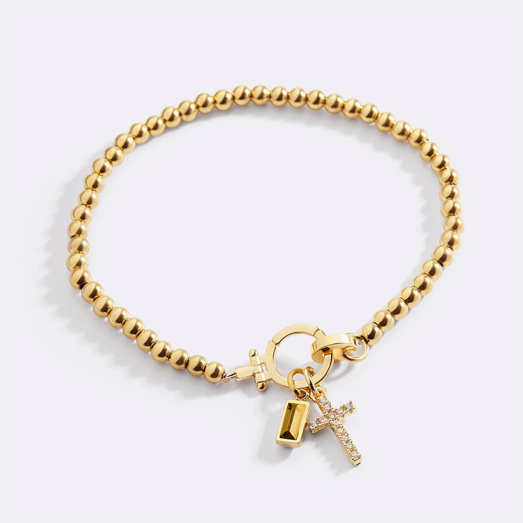 Eli – Bracelet de pierre de naissance avec pendentif en croix