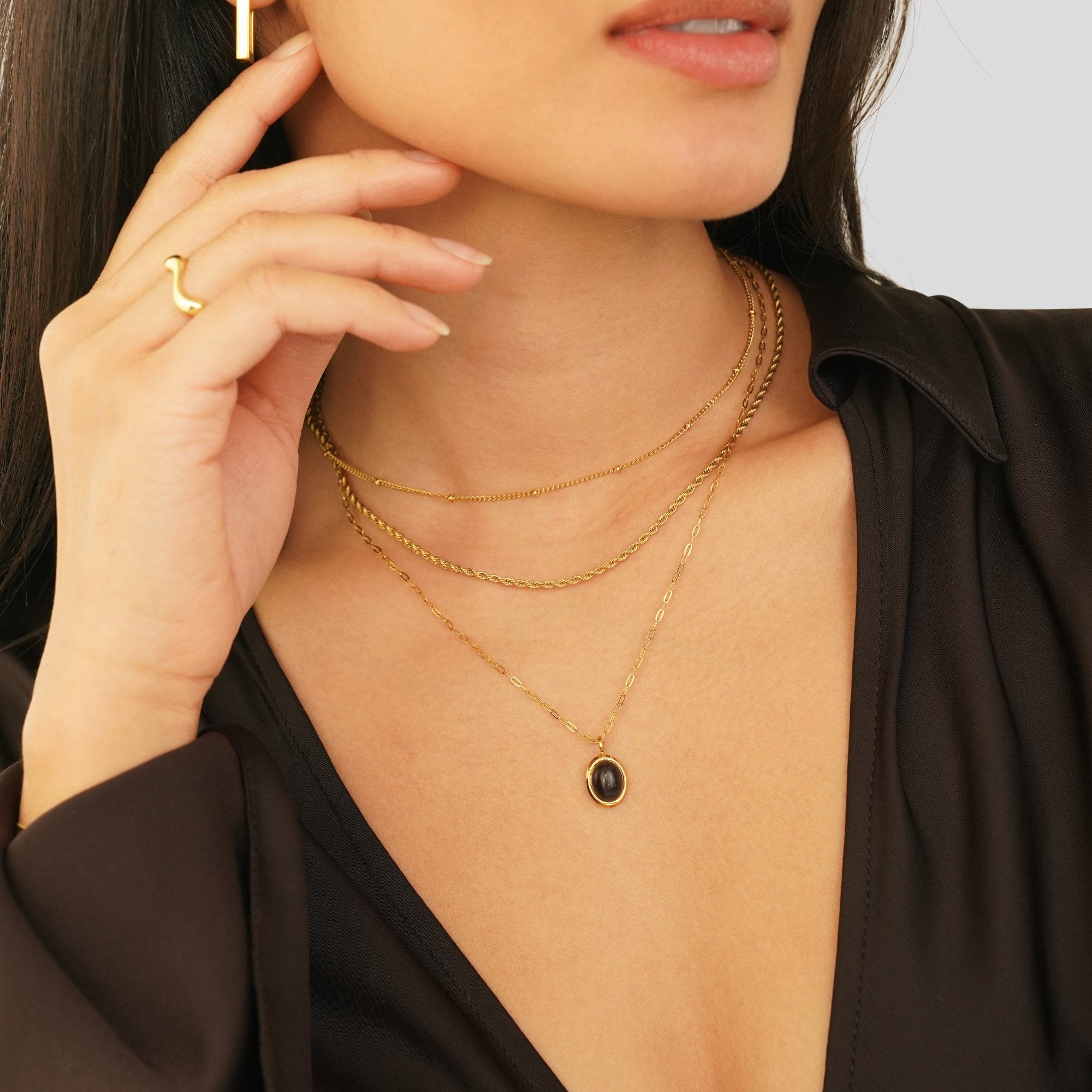 Euphrosyne - Collier en onyx noir