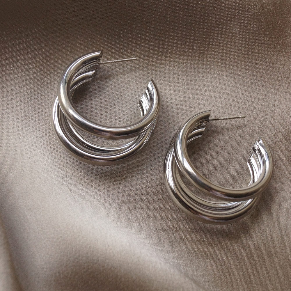 Mila - Boucles d'oreilles triples audacieuses en argent