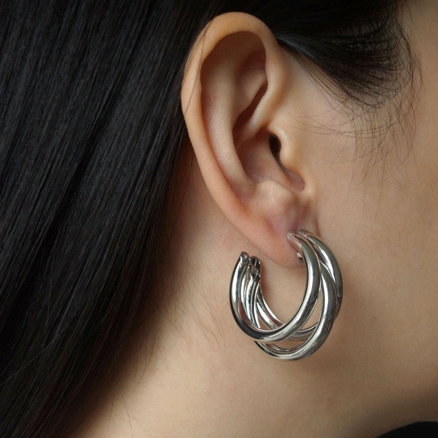 Mila - Boucles d'oreilles triples audacieuses en argent