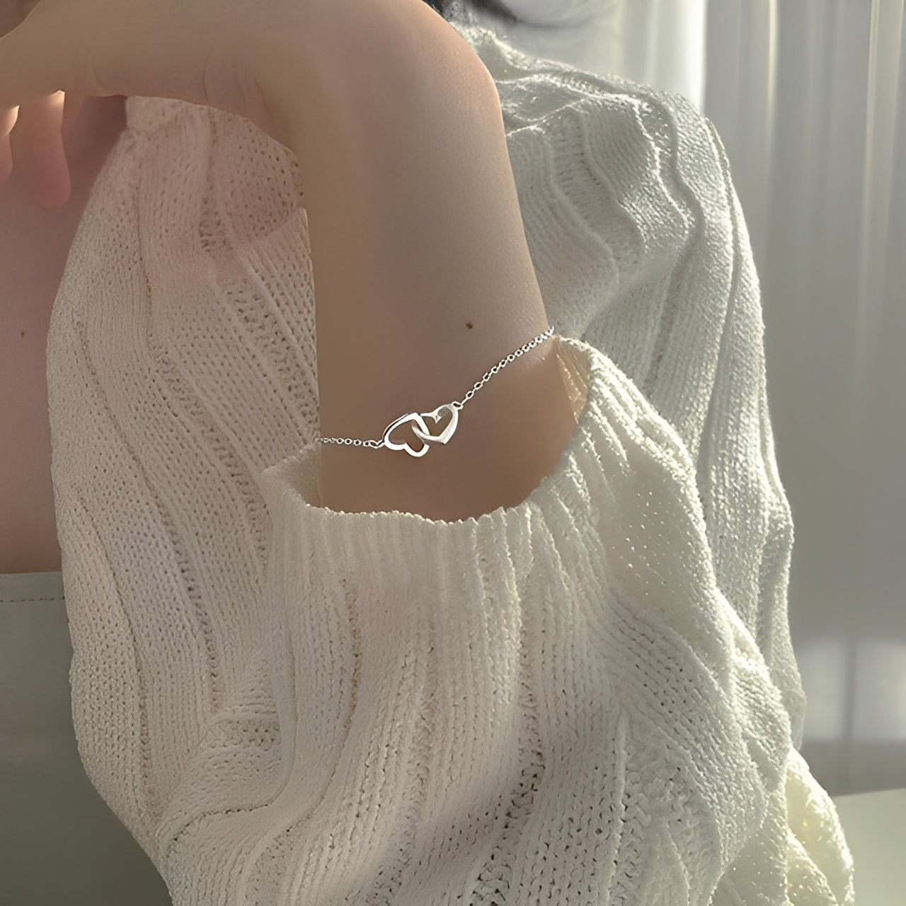 Amara – Bracelet amulette avec double cœur