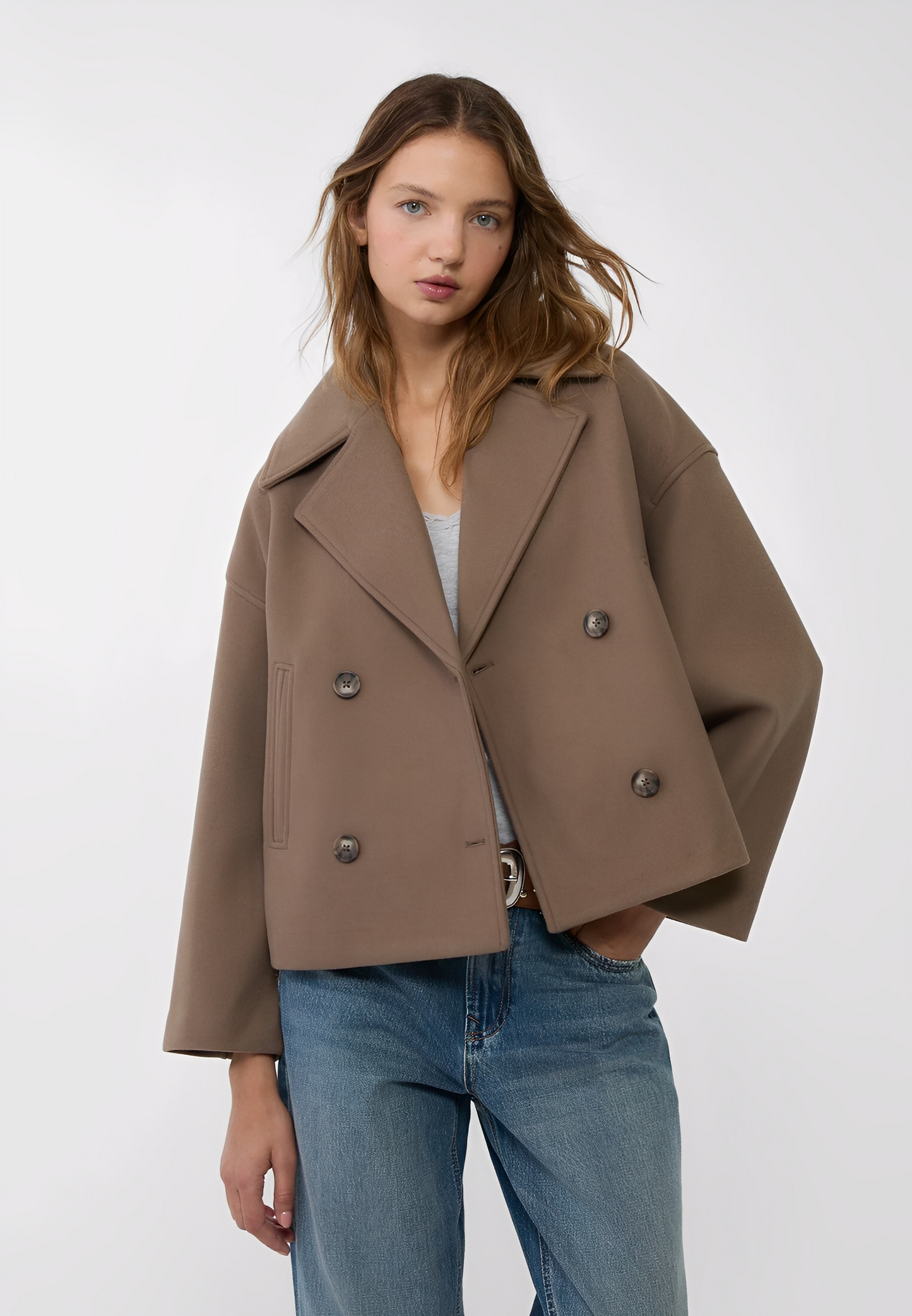 Claire – Veste Courte Double Boutonnage Élégante