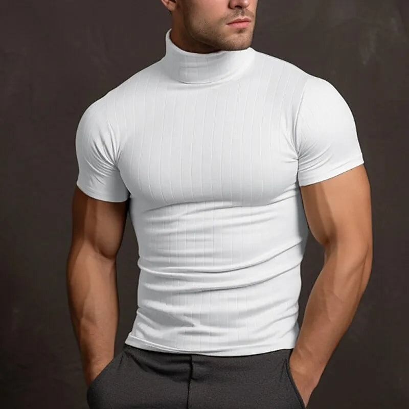 Aljur - T‑shirt col roulé uni pour homme