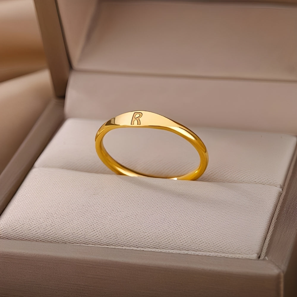 Bague de nom minimaliste | Bague minimaliste avec initiale gravée