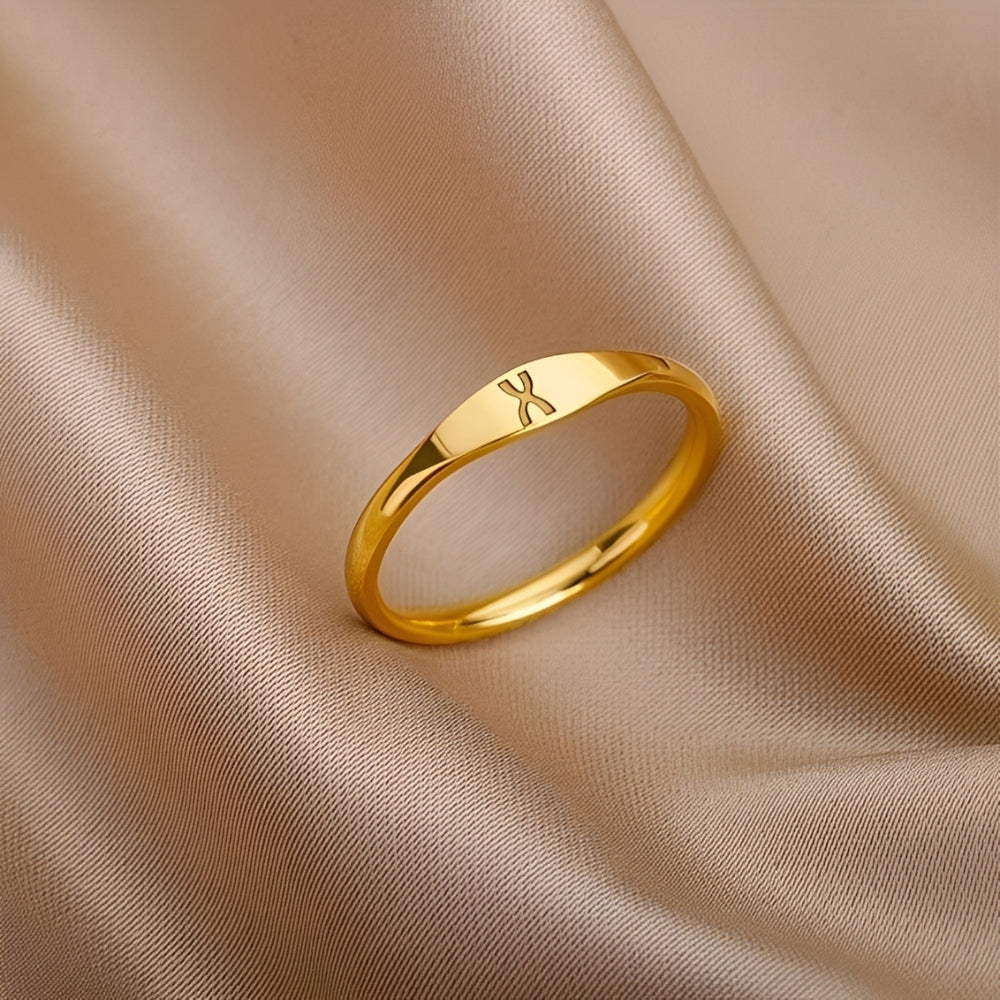 Bague de nom minimaliste | Bague minimaliste avec initiale gravée