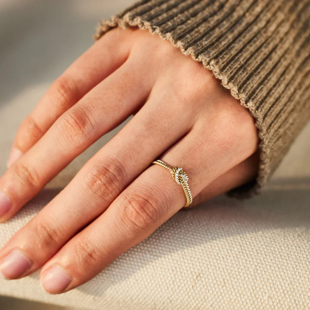 Bague de Lien Mère et Fille - Bague avec 2 Cordes et Nœud