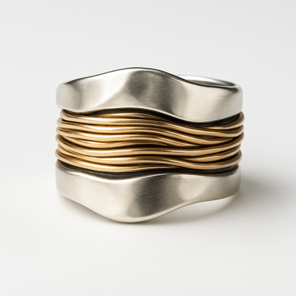 Thalia – Bague en argent avec fils d'or entrelacés