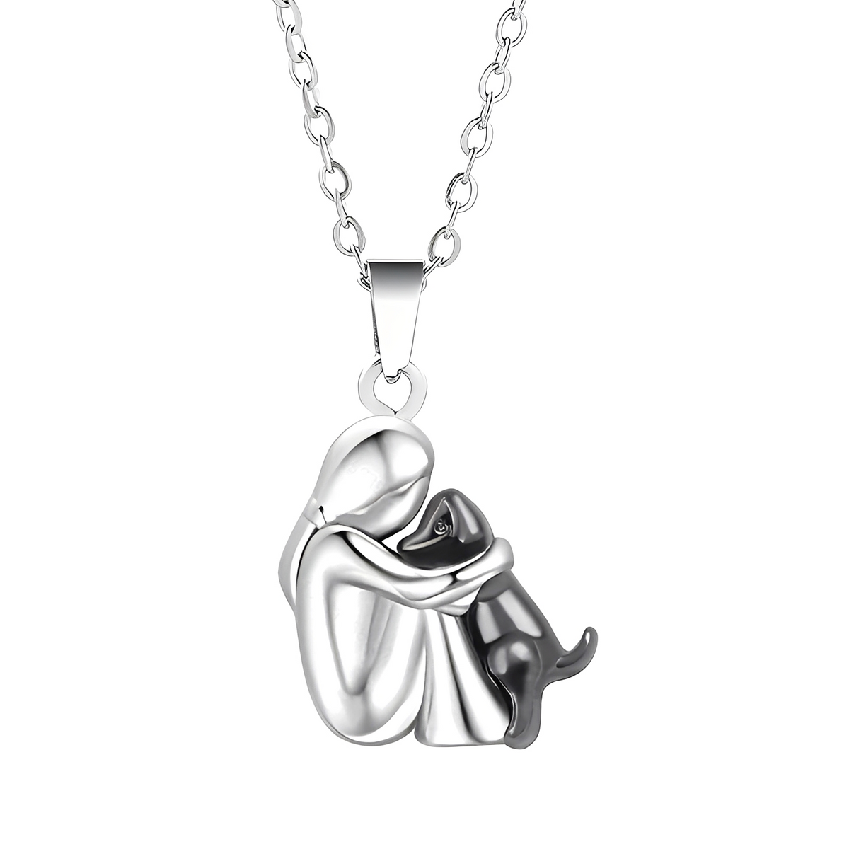 Neko – Collier avec pendentif d'étreinte entre chien et maître