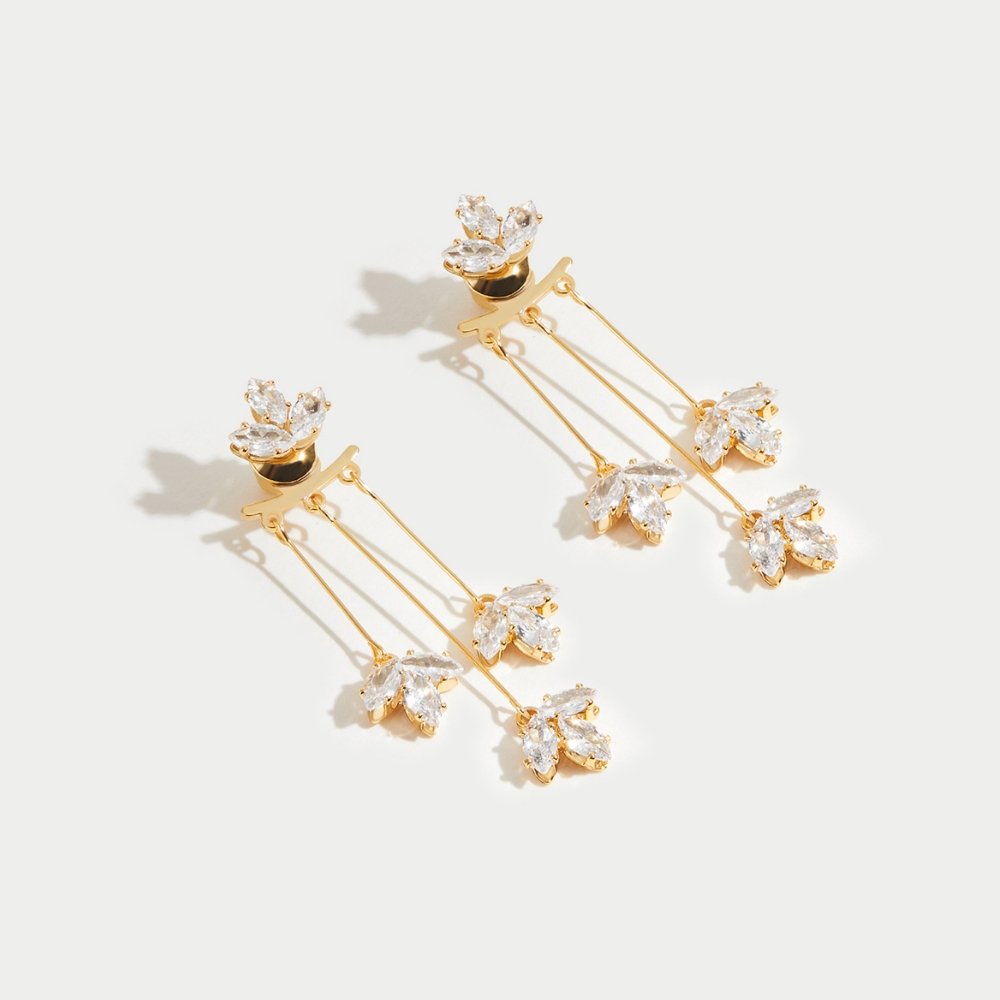 Maia - Boucles d'oreilles en cristal en forme de lotus avec cascade