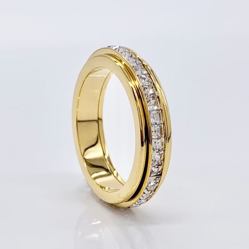Alessia – Bague tournante fidget avec accent de cristal