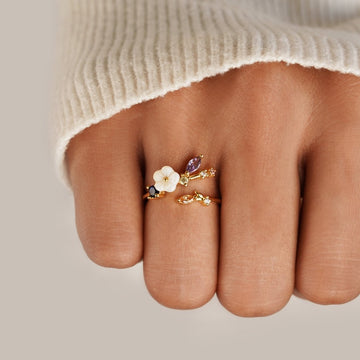 Leah - Bague avec fleurs blanches