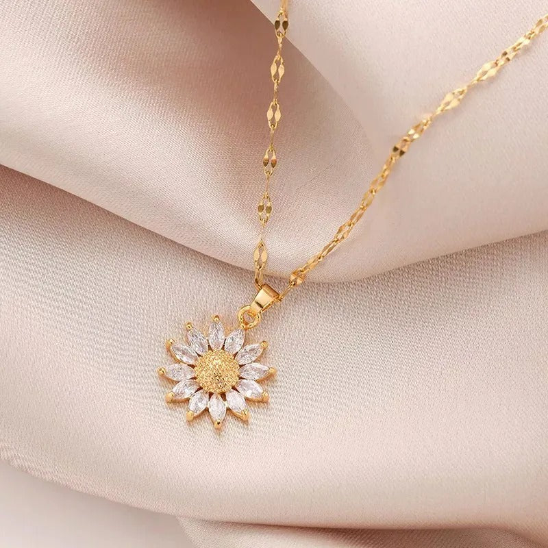 Jennie – Collier de tournesol en cristal avec finition dorée