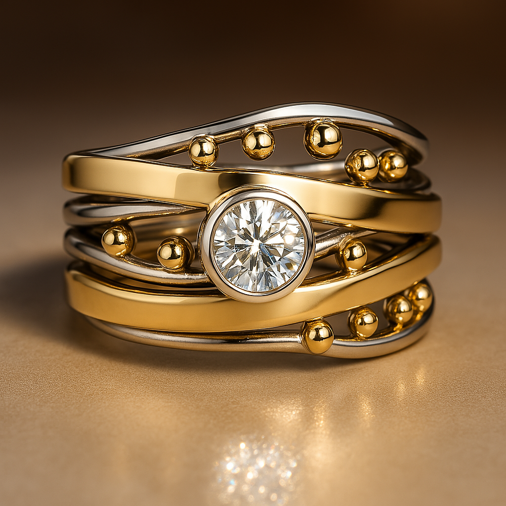 Dalia – Bague vintage dorée avec zirconia sertie
