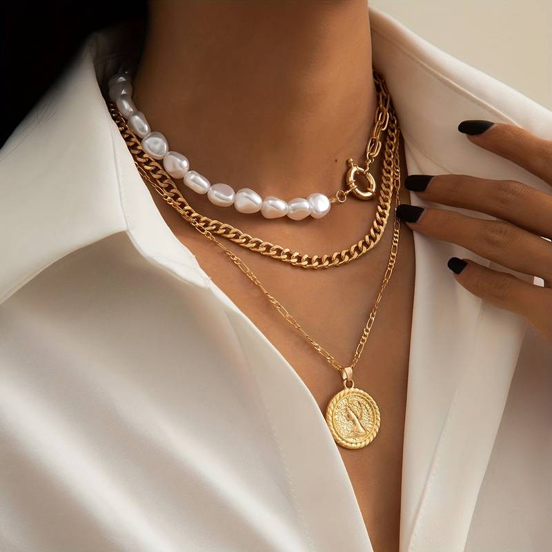 Collier de perles et pendentif vintage - 3pcs pendentifs et collier de perles