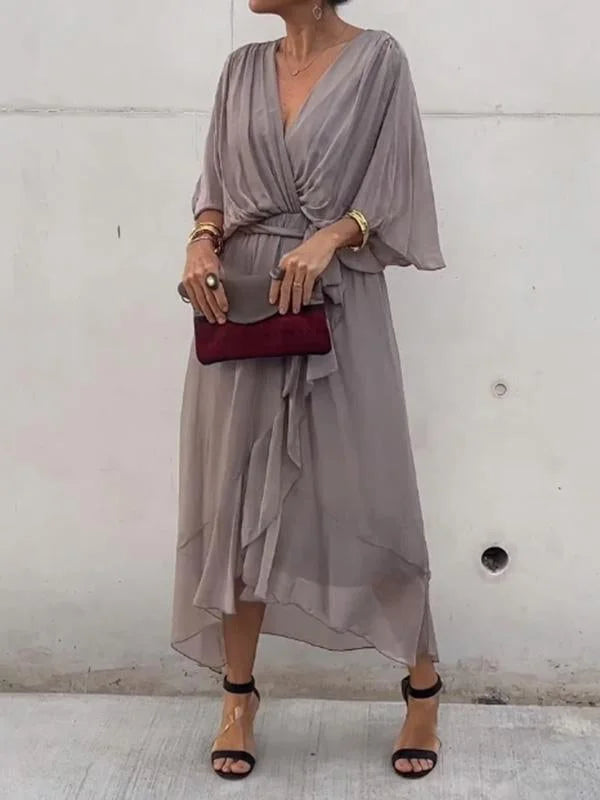 Loisa - Robe élégante en chiffon avec décolleté en V