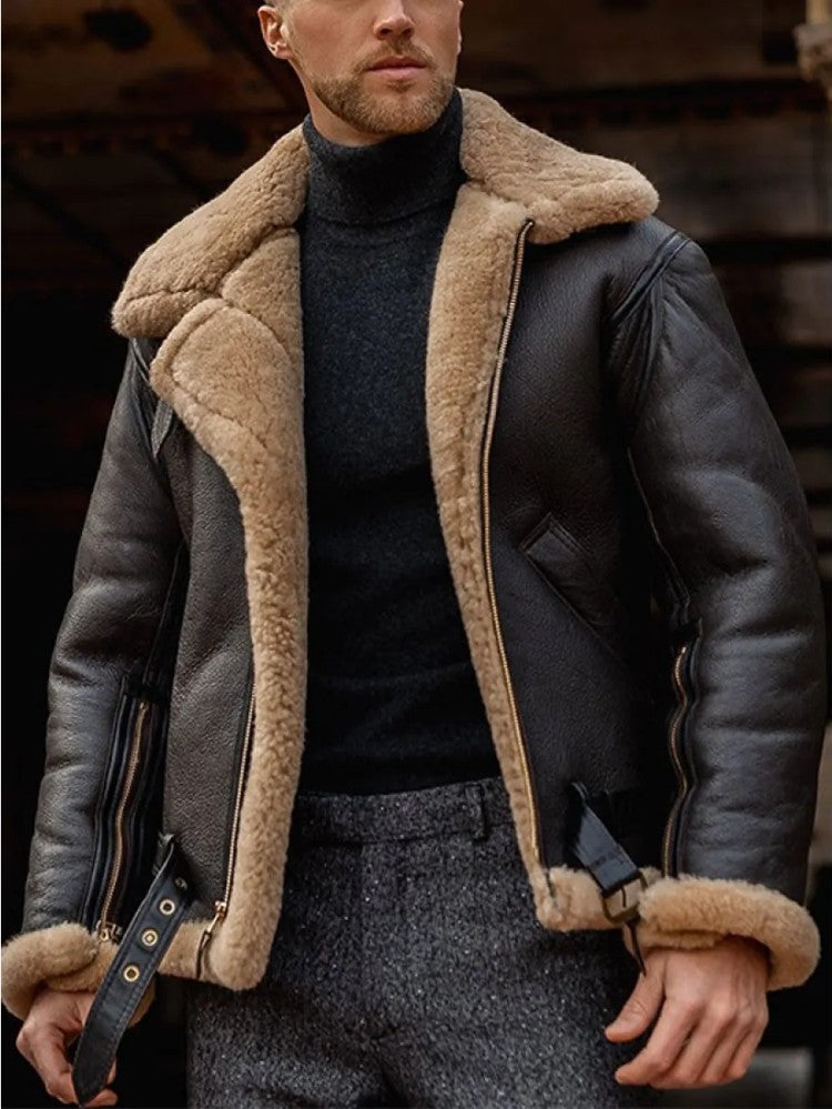 Thiago - Veste en cuir d'hiver pour hommes, élégante