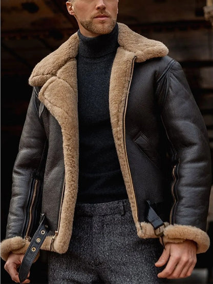 Thiago - Veste en cuir d'hiver pour hommes, élégante
