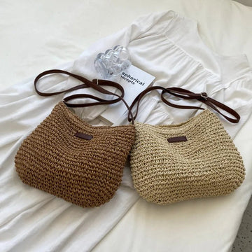 Camille – Sac Tressé Chic aux Tons Neutres