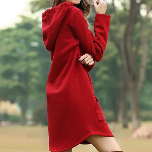 Juris - Robe sweat longue et confortable à capuche