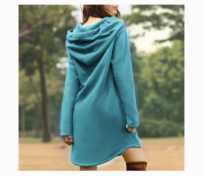 Juris - Robe sweat longue et confortable à capuche