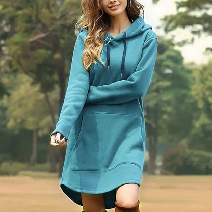 Juris - Robe sweat longue et confortable à capuche