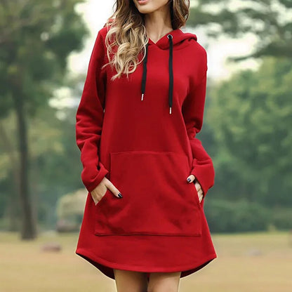 Juris - Robe sweat longue et confortable à capuche