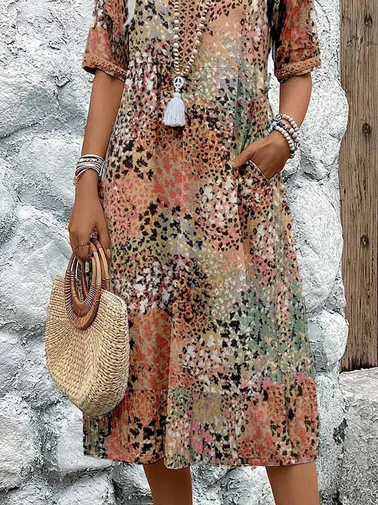 Macy - Robe midi avec motif fleuri, ensemble chic