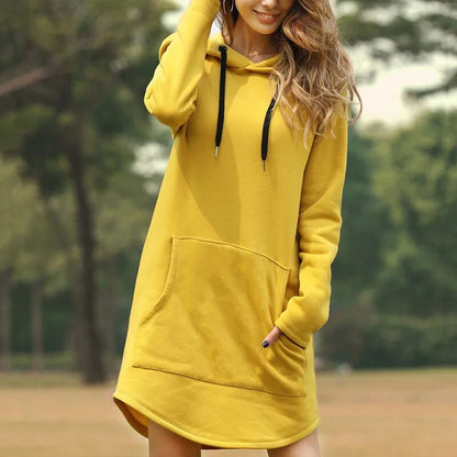 Juris - Robe sweat longue et confortable à capuche