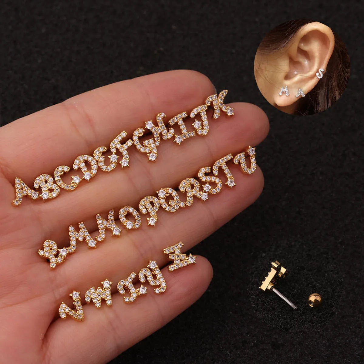 Boucles d'oreilles Initiales en Argent CZ - Boucles d'oreilles délicates
