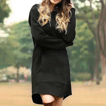 Juris - Robe sweat longue et confortable à capuche