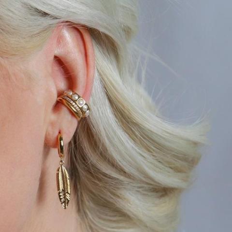 Bree – Manchon d'oreille doré avec cristaux