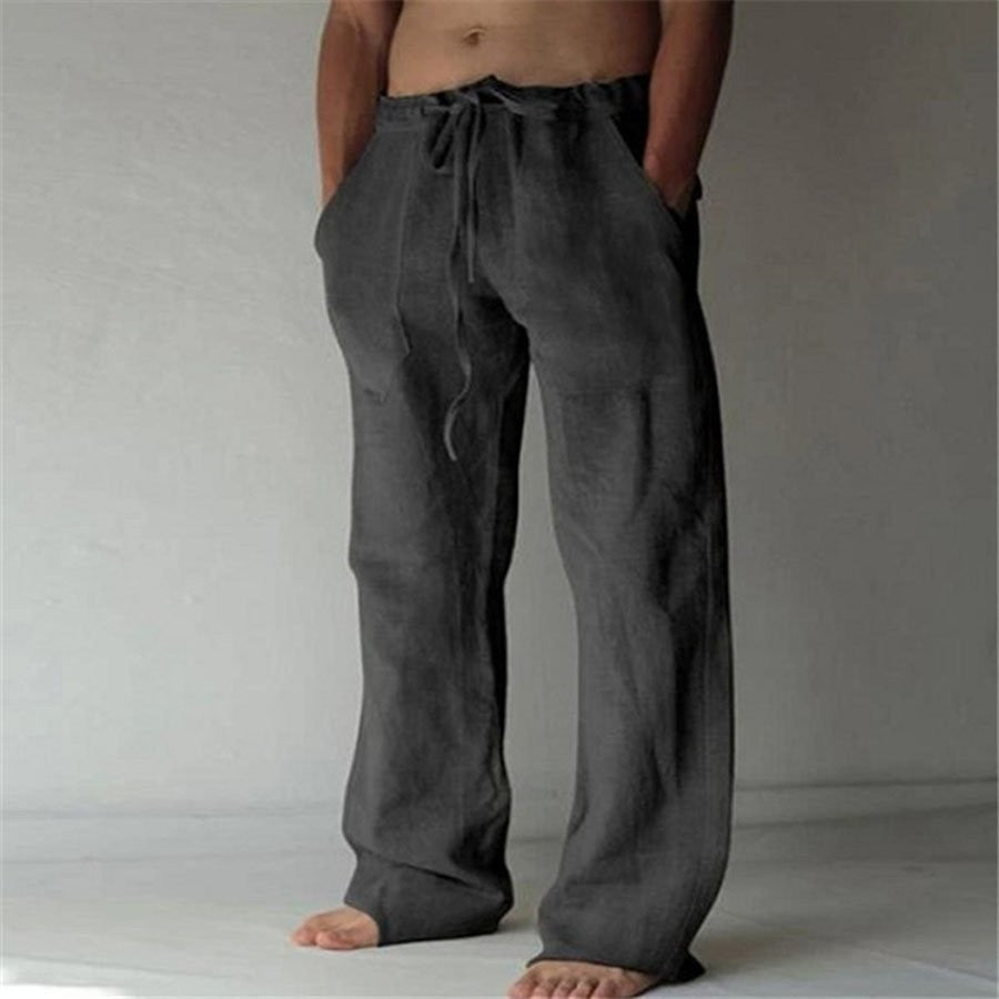 Anton - Pantalon casual en lin, uni, pour homme