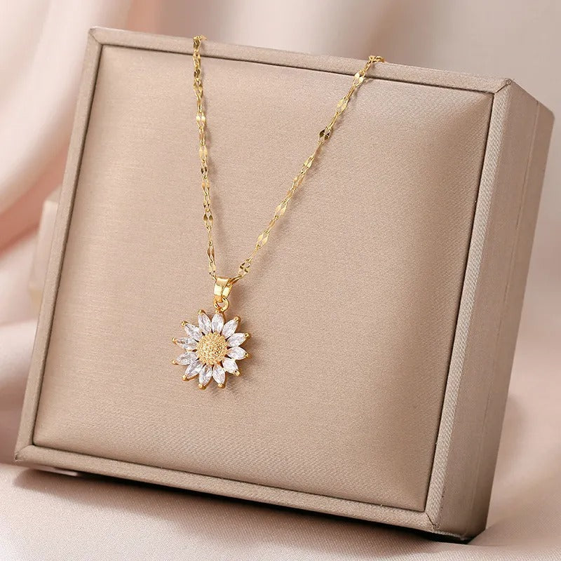 Jennie – Collier de tournesol en cristal avec finition dorée