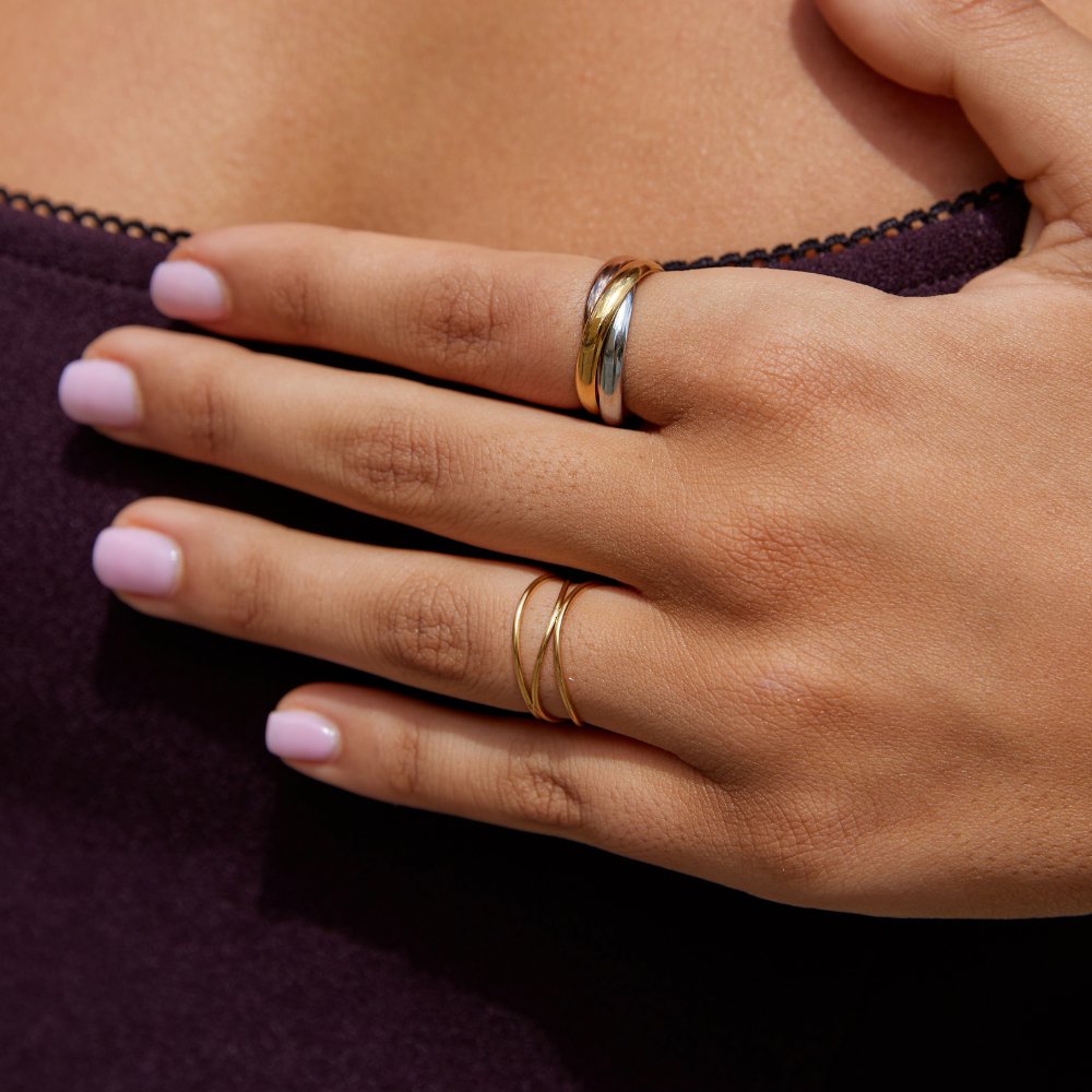 Elena – Bague triple élégante en trois tons