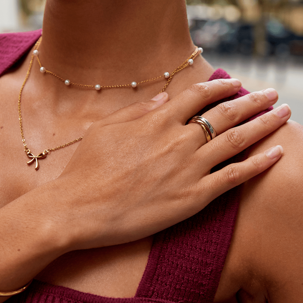 Elena – Bague triple élégante en trois tons