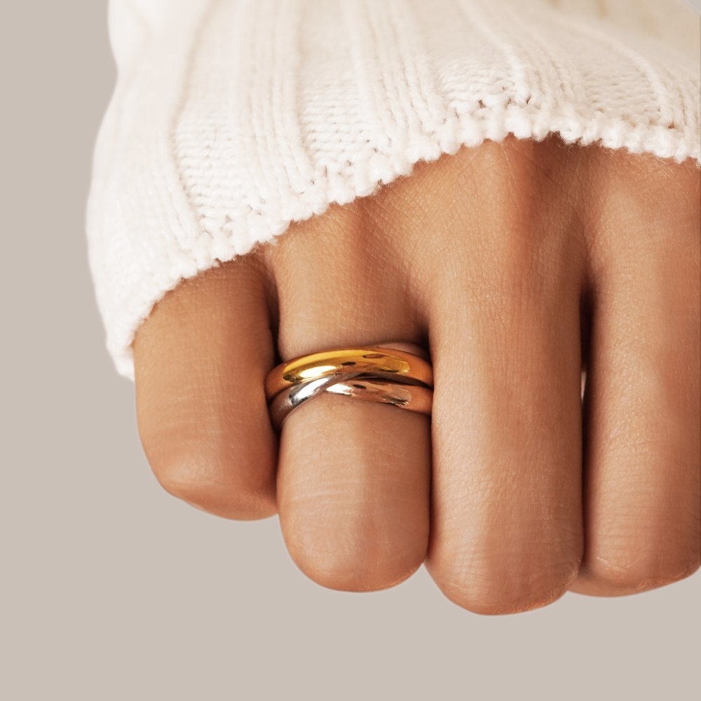 Elena – Bague triple élégante en trois tons