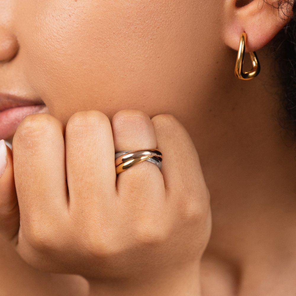 Elena – Bague triple élégante en trois tons