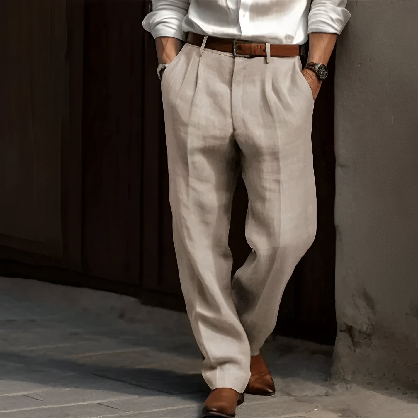 Carlos - Pantalon rétro en lin pour hommes