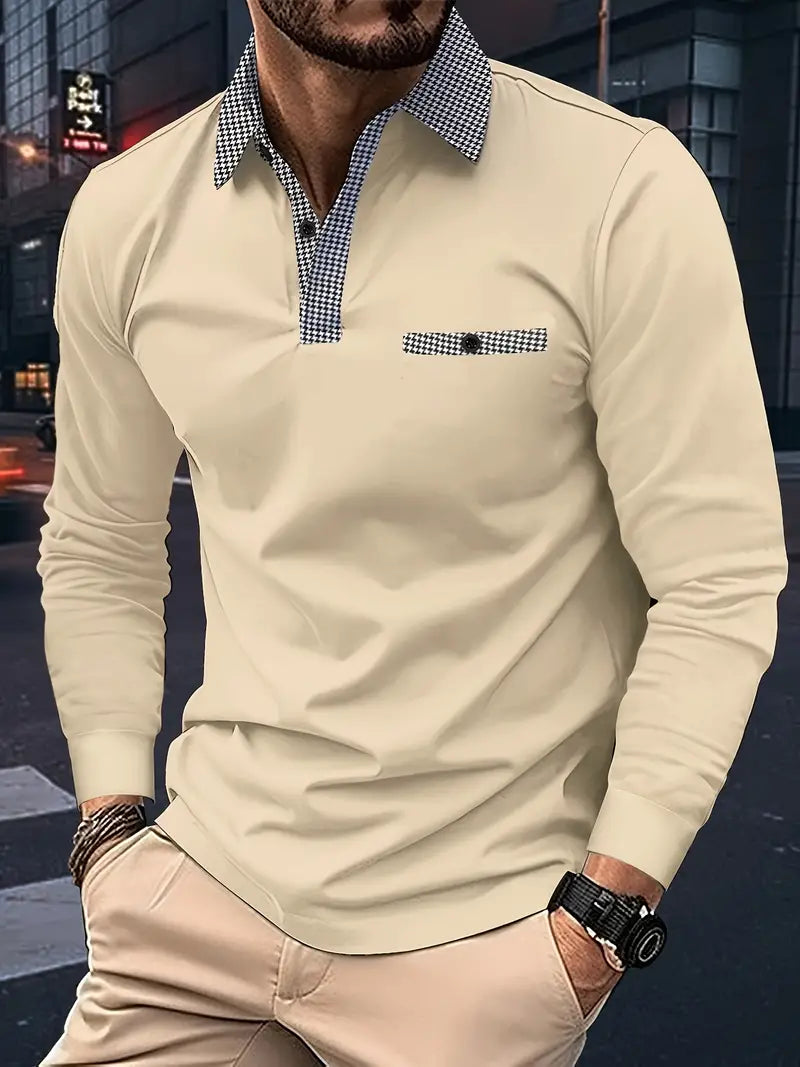 Nikolas - Chemise polo à manches longues et col reversé pour hommes