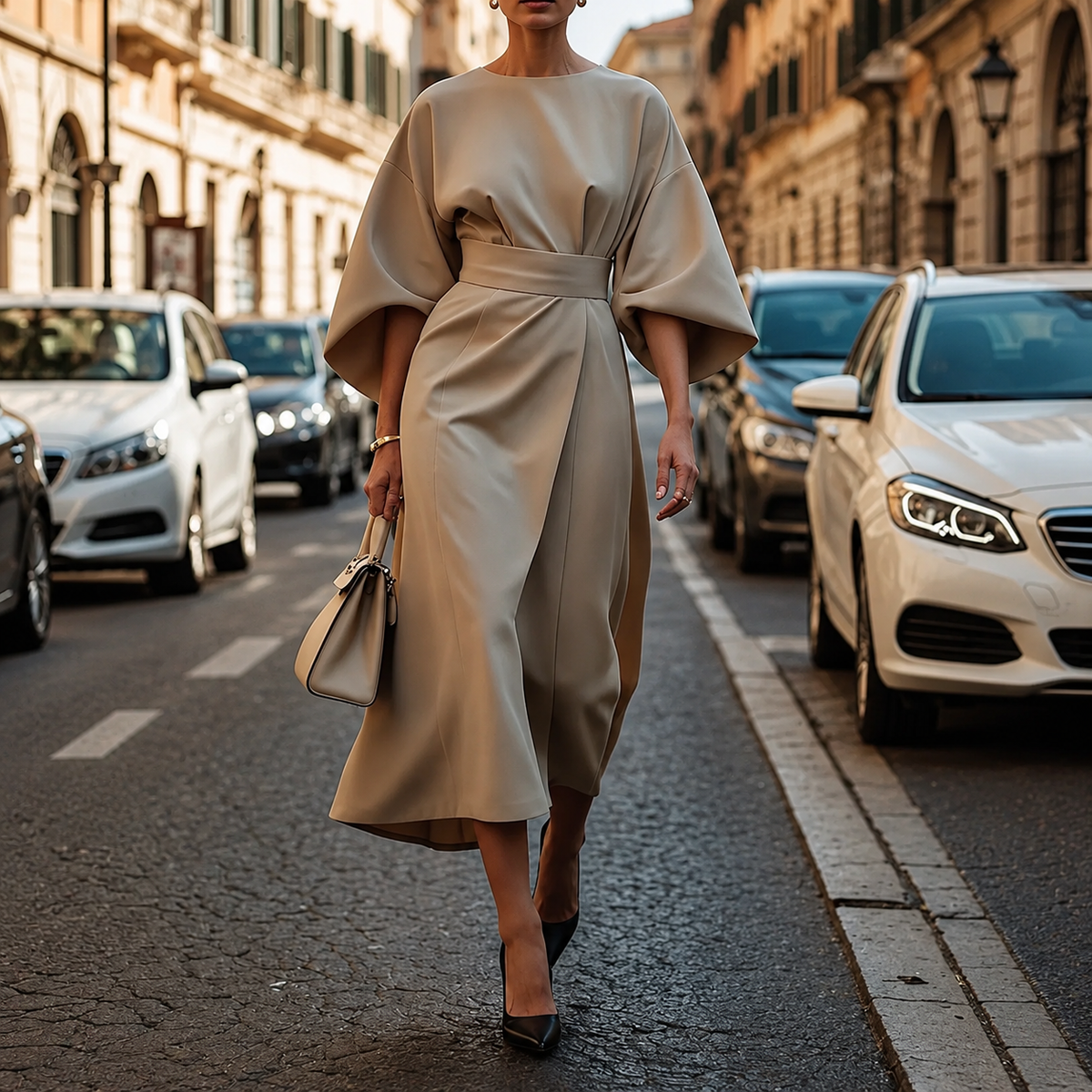 Clare - Maxi Robe avec Cordon de Taille