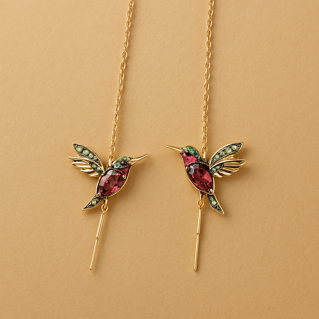 Elayne – Boucles d'oreilles colibri avec émail et zircon