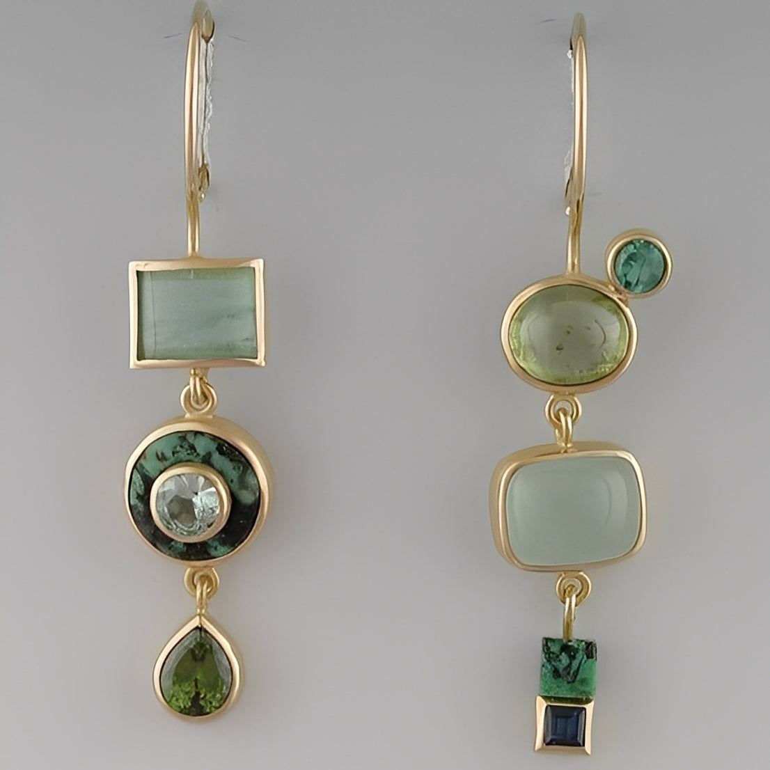 Nadia – Boucles d'oreilles pendantes vertes rétro
