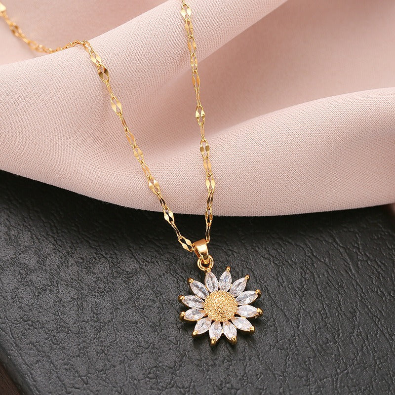 Jennie – Collier de tournesol en cristal avec finition dorée