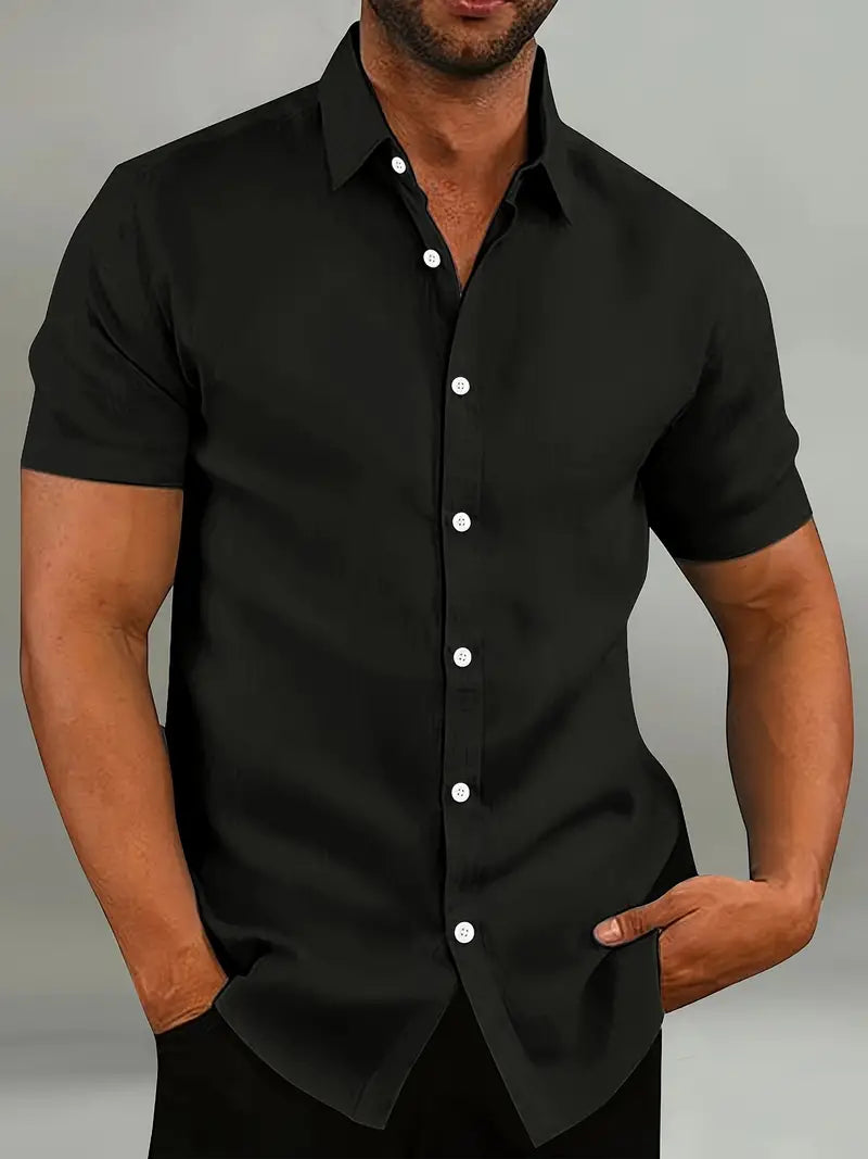 Earl - Chemise courte style vintage avec rangée de boutons