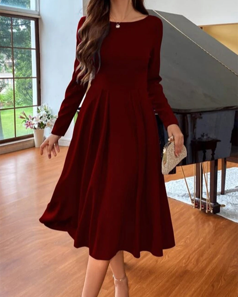 Aveline - Robe Colorée à Manches Longues et Col Rond