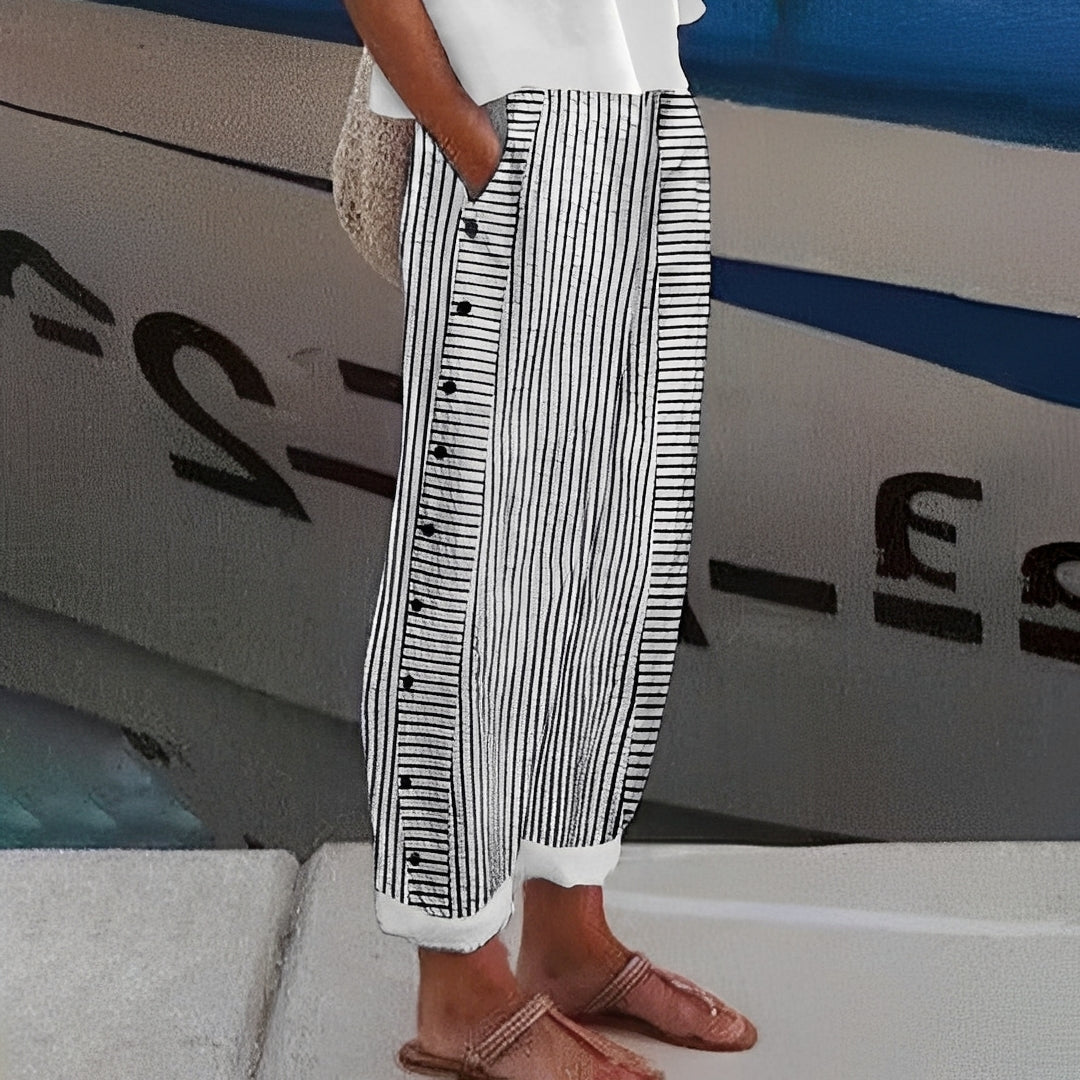 Charlyn - Pantalon rayé décontracté pour femmes
