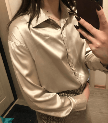 Magnolia - Blouse en Satin de Soie Boutonnée
