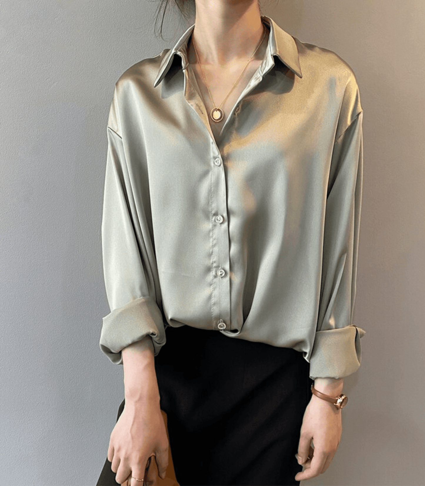 Magnolia - Blouse en Satin de Soie Boutonnée