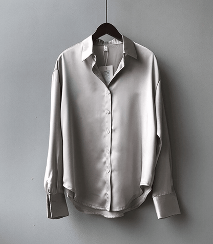Magnolia - Blouse en Satin de Soie Boutonnée